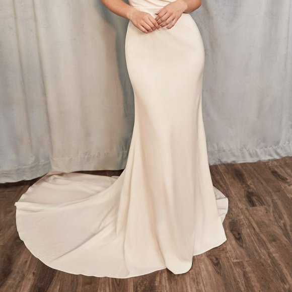 OFF WHITE NEW BRIDAL WEDDING EVENING OPEN BACK COWL SATIN GOWN GOWN cd7487 - Picture 6 of 6